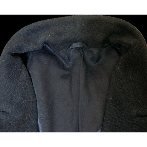 Wool Blend long overcoat Black mens Large? Pockets Lined Short Tailor Made in US - Picture 16 of 16